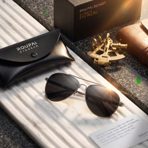 ROUPAI DESIGN Classic Silver Aviator Sunglasses